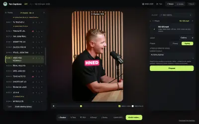 Yan Captions App: soubor a přepis