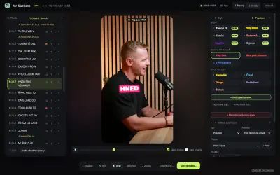 Yan Captions App v tmavém režimu: výběr stylu